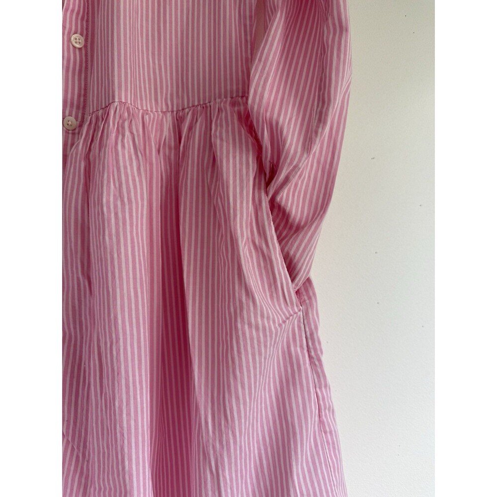 J.Crew Re-Imagined Pink Striped Long Sleeve Button-Down Shirt Dress Girls Size 6